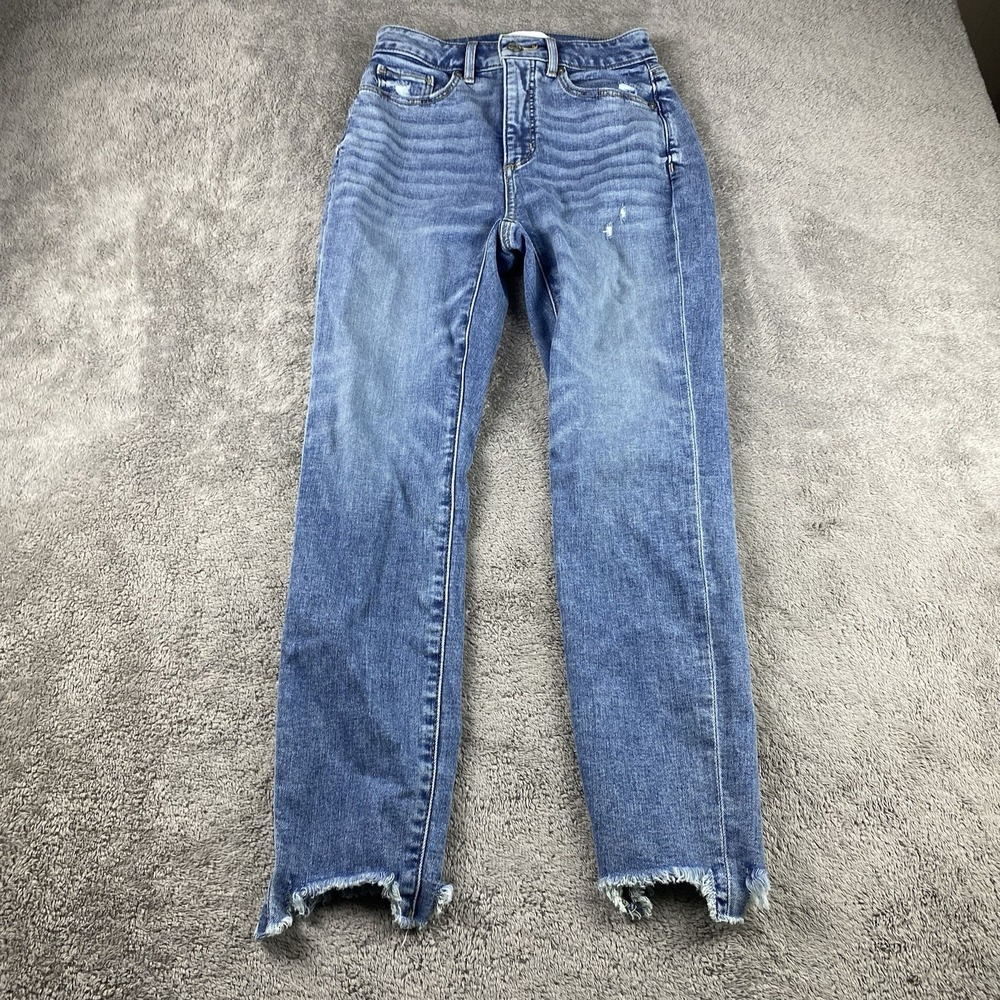 LOFT The Curvy Skinny Jeans Womens 24 / 00 Blue Denim High Rise Raw Hem